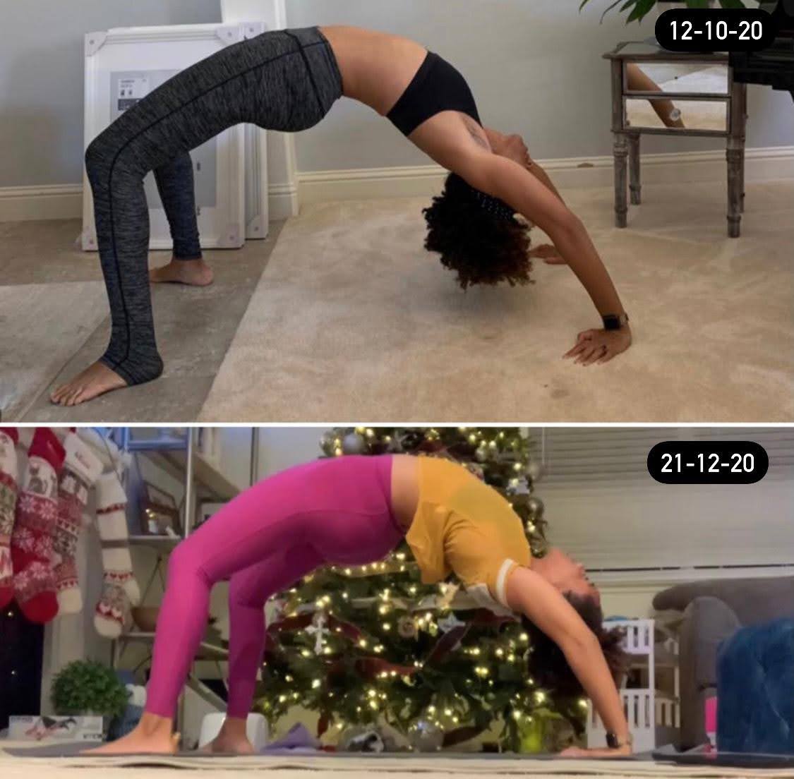 back bend before and after yoga challenge